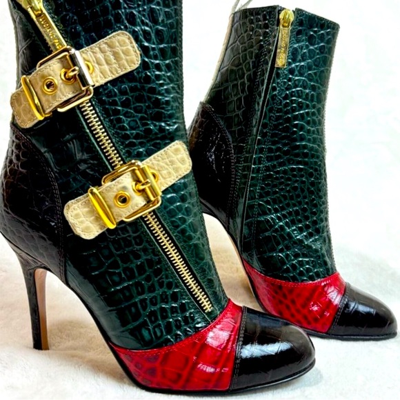 Luciano Padovan Italian Stylish Authentic Crocodile Skin Heeled Boots Size 36 - Picture 5 of 16